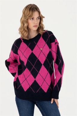 Женский темно-синий свитер с круглым вырезом Неожиданная скидка в корзине