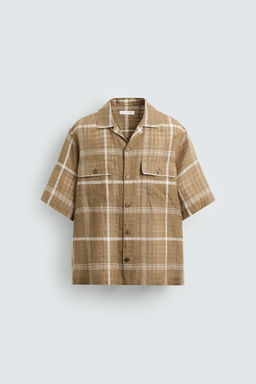 CHECKED LINEN/COTTON SHIRT - Zara фото 15