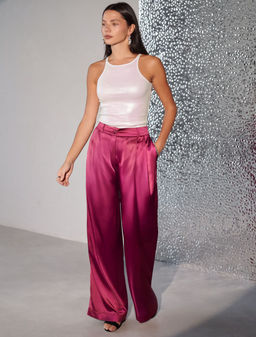 Топ с закрытым декольте из хлопка с эластаном в рубчик с матовым покрытием металлик - Vilatte фото 4