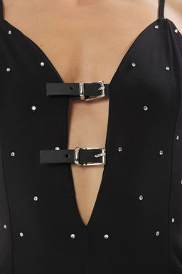 Trendyolmilla Siyah Tas Bask?l? Kemer Detayl? Ask?l? Orme Body TPRSS25BD00014  фото 4