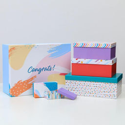 Набор коробок подарочных 15 в 1 Поздравляю!, 12 х 7 х 4 см - 46,6 х 35,2 х 17.5 см - Дарите счастье фото 2