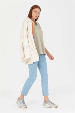 Женская базовая футболка цвета хаки со свободным воротником Неожиданная скидка в корзине - U.s. polo assn фото 4