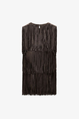 LIMITED EDITION SUEDE LEATHER FRINGED DRESS - Zara фото 6