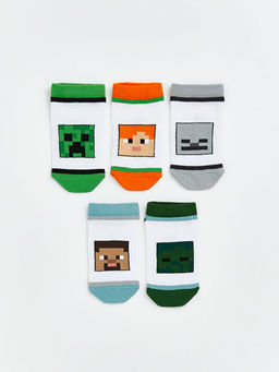Minecraft Desenli Erkek ?ocuk Patik ?orap 5li