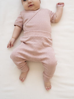 Ползунки Пудра из ажурного хлопка 0+