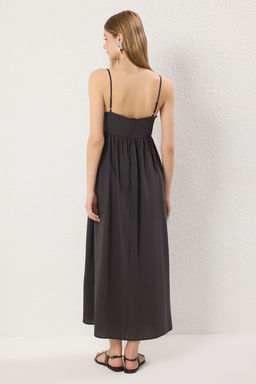 Trendyolmilla Antrasit Etegi Belden Ac?lan Maxi Modal Dokuma Elbise TWOSS25EL00624  фото 4