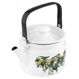 "Оливковая ветвь" Чайник эмалированный 2л, д16см, h13см, металлическая крышка с пластмассовой ручкой-кнопкой, металлическая подвижная ручка (Россия)