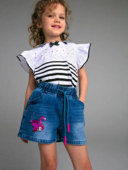 PlayToday / Шорты текстильные джинсовые для девочек  фото 2