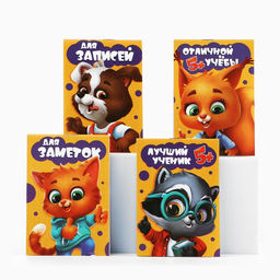 Цена за 32 шт. Блокнот на скрепке А7, 16 л «Звери», МИКС