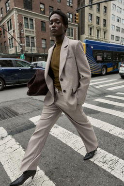 TEXTURED RUSTIC STRAIGHT-LEG TROUSERS