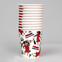 Цена за 10 шт. Стакан бумажный Вечериночка, однослойный, 250 мл - Страна карнавалия фото 3