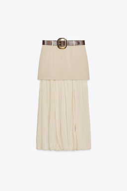 BELTED CONTRAST MIDI SKIRT - Zara фото 8
