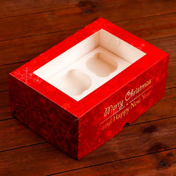 Коробка для 6 капкейков с окном «Счастливый Новый год», 25×17×10 см, упаковка