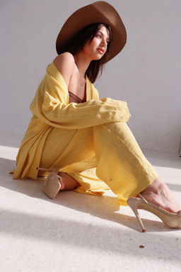9444 Костюм из кимоно и брюк-палаццо жёлтый - Martichelli фото 14