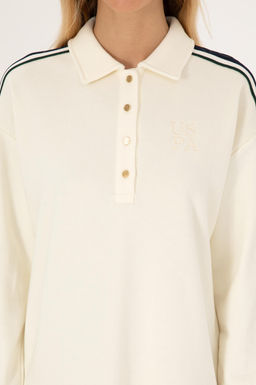 Kad_n Krem Polo Yaka Mini Boy _rme Elbise