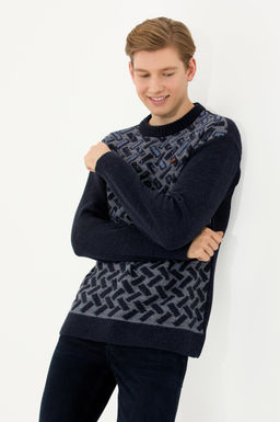 U. S. Polo Assn Мужской темно-синий трикотажный свитер с круглым вырезом - U.s. polo assn фото 3