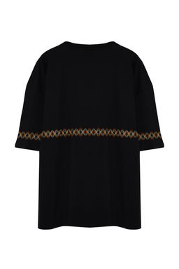 TRENDYOL MAN Buyuk Beden Siyah Oversize/Genis Kesim %100 Pamuklu Etnik Nak?sl? Rahat T-Shirt TMNSS24BF00008 - Trendyolmilla фото 7