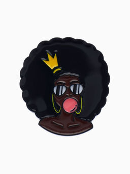 Цена за 5 шт. Значок «Девушка» уличный стиль, цвет коричнево-чёрный в чёрном металле