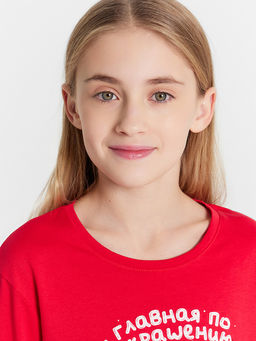 Пижама для девочек красная с принтом - Mark formelle фото 4