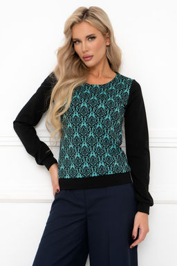 Джемпер Open Style 6492 черный/бирюза