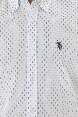 Мужская синяя белая рубашка с принтом - U.s. polo assn фото 7
