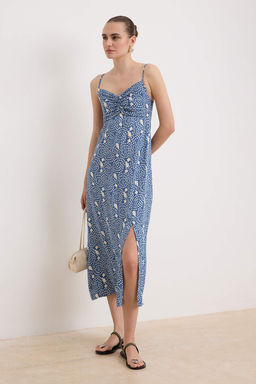 Cok Renkli Maxi Dokuma Elbise TWOSS26EL00925