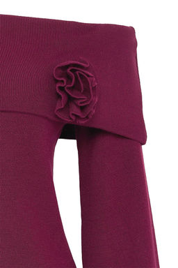 Bordo Gul Detayl? Carmen Yaka Triko Kazak TWOAW25KZ00373 - Trendyolmilla фото 30