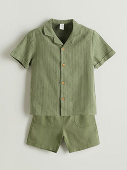 Keten Kar???m Erkek ?ocuk G?mlek ve ?ort 2li