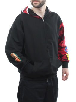 2665 BLACK/RED Толстовка мужская (75% хлопок, 20% полиэстер, 5% спандекс)