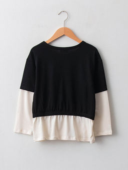 Bisiklet Yaka Bask?l? Uzun Kollu K?z ?ocuk Sweatshirt - Waikiki фото 2