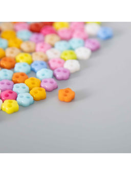 Цена за 3 шт. Пуговицы пластик для творчества 2 прокола «Цветные цветочки», набор 80 шт., 0.6×0.6 см