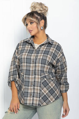 Рубашка Золушка НЬЮ (бежево-серая) Б11869 - Lt collection фото 4