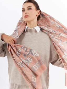 Большой, мягкий, тонкий и очень нежный двусторонний палантин с рисунком. - Tantino фото 8