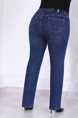 Джинсы синие женские прямые больших размеров - Almond фото 7