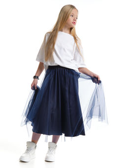 Юбка пачка длинная из фатина 22-7608 черный/зол. звезды - Mini maxi фото 36