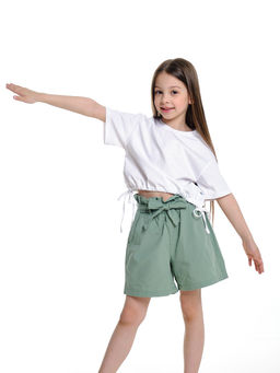 Шорты с пояском текстильные UD 7573 фисташка - Mini maxi фото 3