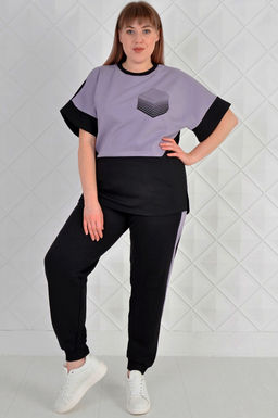 Арт. 2354 Костюм с брюками женский 52-60 (5 шт) Цвет:верх- черно-кэмел, низ- черно-кэмел - Калинка фото 2