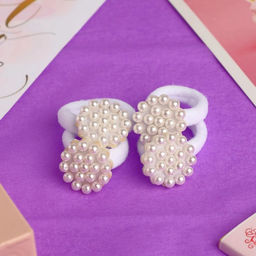 Цена за 6 шт. Резинка для волос Жемчужная (набор 4 шт) круг, белый - Выбражулька фото 2