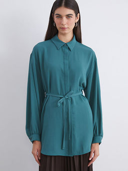 Dokulu Oversize Kad?n G?mlek Tunik