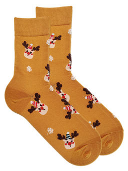 Носки НГ р.35-40 Merry Christmas Олени Жёлтые - Krumpy фото 3