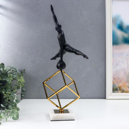 Фигура большая «Атлет с гирей», чёрный с золотом, 50×14×27.5 см