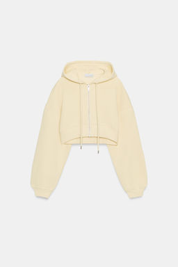 SUDADERA CROPPED CAPUCHA / Amarillo pastel - Zara фото 4