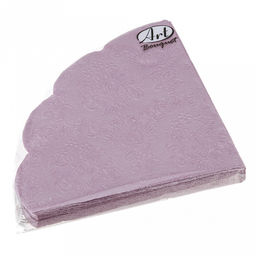 Салфетки бумажные Art Bouquet Rondo д32см, 3-х слойные, 12 штук в упаковке, 100% целлюлоза, Барокко. Лиловый с перламутром (Россия)