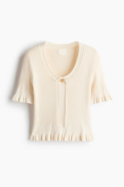 Frill-trimmed rib-knit top - H&m фото 2