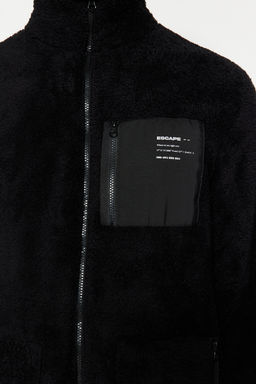 Siyah Unisex Regular/Normal Kesim Dik Yaka Fermuarl? Pelus H?rka-Sweatshirt TMNAW24SW00089