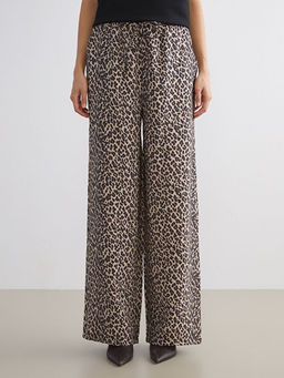 Beli Lastikli Leopar Desenli Kad?n Pantolon