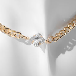 Чокер Цепь ромб, цвет белый в золоте, 32см - Queen fair фото 2