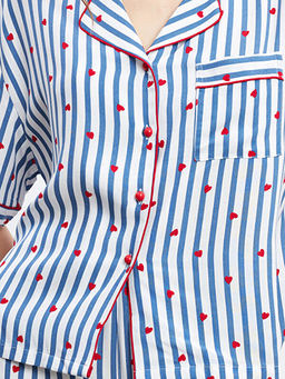 G?mlek Yaka Desenli Kad?n Pijama Tak?m?