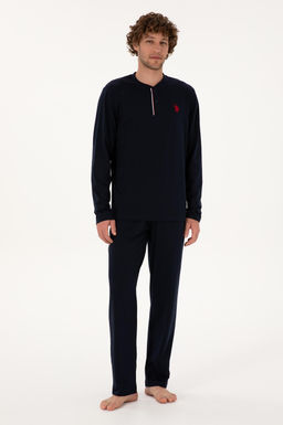 Erkek Lacivert Pijama Tak_m_ Sepette S_rpriz _ndirim