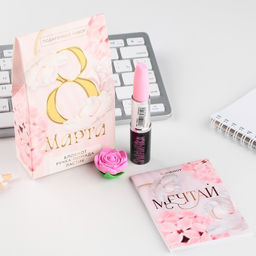 Цена за 2 шт. Подарочный набор 8 марта, блокнот, ручка-фигурная и ластик